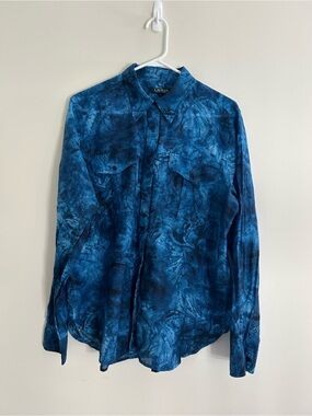 Lauren Ralph Lauren Blue Tie-Dye Button-Up Shirt womens XL
